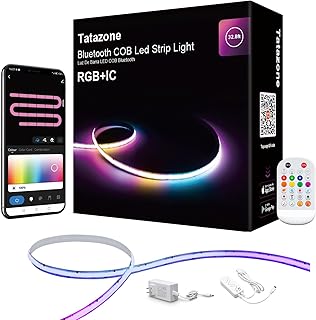 Tatazone 32.8ft Bluetooth RGB+IC COB Led Strip Light with App, Chasing COB Light Strip, Segmented Control, Music Sync, Color Changing Led Lights for Home Decor, Gaming, Cabinet, Desk