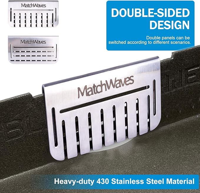 Grease Gate Blocker for Blackstone Griddle, Mesh Screen for Blocking Food from Falling into Rear Grease Catcher, Classic Movable Two-Sided Guard, Silver, 1 Pack