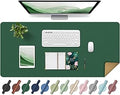 Non Slip Desk Mat, 31.5" x 15.7" PU Leather Desk Pad, Cork Desk Mat for Desktop, Desk Pad for Keyboard and Mouse, Ideal for Office and Home, Dark Green