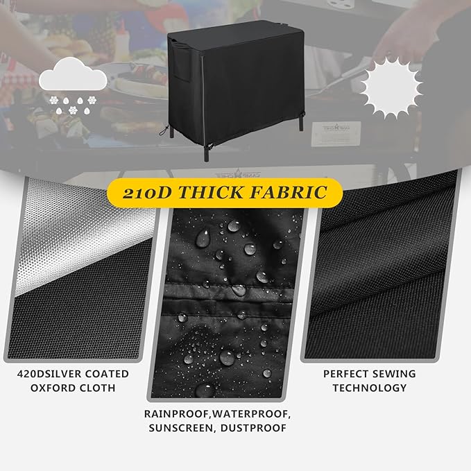 Patio Cover for 2-Burner Stoves 210D Oxford Fabric Black for Camp Chefs EX60LW EX280LW PRO60Xetc.14 and 16" Double Burner System – 34" L × 16" W × 21" H