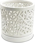 Large Ceramic Orchid Pot with Holes, 6 Inches Wide, for Indoors or Outdoors with Woven String Cut Out Design, Orchid Planters, Orchid Gifts (String Cut Out Design)
