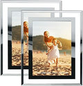 HIKWADERY 5x7 Picture Frames Silver - Set of 2, HD Real Glass 5 by 7 Photo Frame Mirrored Edge for Tabletop Display, Wedding Birthday Mothers Day Gifts (5 x 7, Silver)
