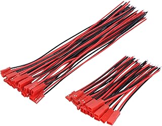 eBoot 20 Pairs 22 AWG Plug Connector 2 Pin Male Female Plug Connector Cable Wire for LED Lamp Strip RC Toys Battery, 4 Inch, 6 Inch