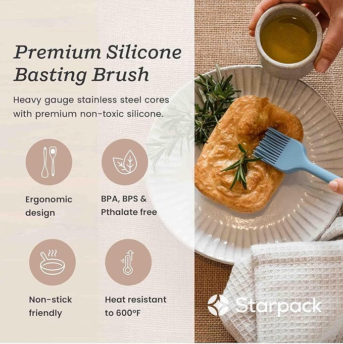 Starpack 'Brush it On' Silicone Basting Brush for Cooking - Grill Basting Brush High Heat Resistant 600°F - Pastry Applicator for Cooking and Baking - Silicone Oil Tool - BBQ Sauce Brushes