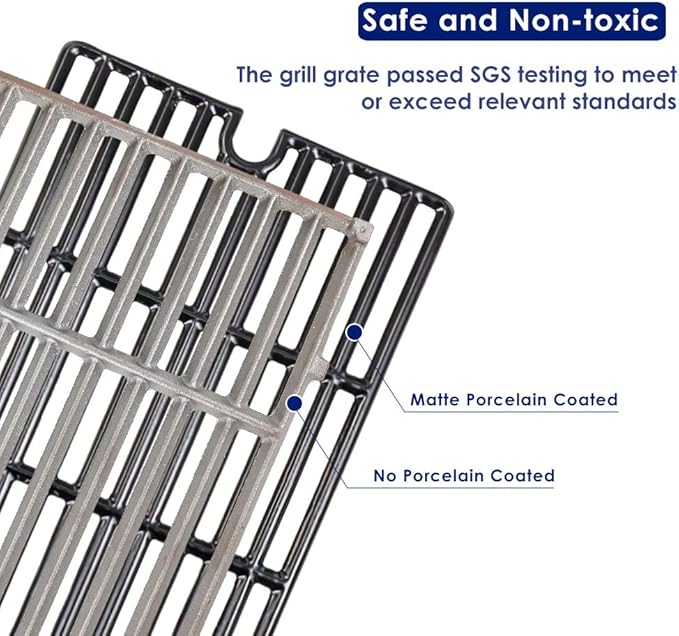 GRISUN 16.5" Cast Iron Cooking Grates for Charbroil Smoke Hollow, Grill Grates Replacement Parts for Gas Grill Model Smoke Hollow PS9900, 7000CGS, Charbroil 463722315 463722313 463750914