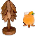 Yuoyar Coasters, Wooden Tree-Shaped sapele Wood Drink Coasters Set for Coffee Table, Kitchen Table Decor