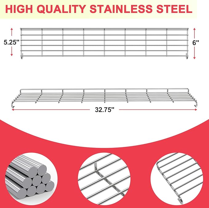 DcYourHome 66045 Warming Rack for Weber GS4 Genesis II 400 Series, Genesis II E-410 S-410 SE-410 Parts, 32 3/4 Inch Stainless Steel Warming Rack for GS4 Genesis 2 Weber 400 Grill Parts