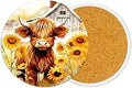 2Pack Highland Cow Ceramic Coasters Absorbent Coasters for Drinks with Cork Base,Coaster for Table Office Desk Coffee Cup Wine Beer Bar Cup Mat 3.9 Inch,Highland Cow Gifts for Women,Men