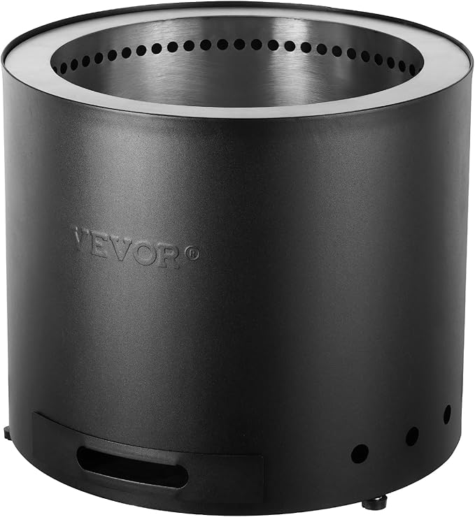 VEVOR Smokeless Fire Pit Stove Bonfire, H: 12.6 in x Dia: 15 in,Wood Burning Fireplaces with Removable Ash Pan, SUS430 Stainless Steel Inner Portable Outdoor Firepit, Ideal for Outdoor Patio Camping