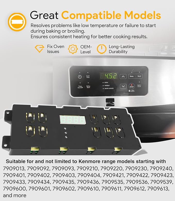 316557118 Range Oven Control Board - Replacement for Kenmore Range Clock Timer 316418208 316557108, 120V, 60 Hz, Electronic Clock/Timer Display