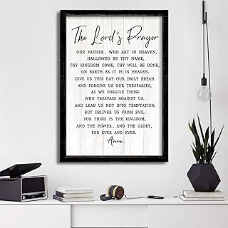 The Lord’s Player Rustic Bible Verse Framed Wall Art, 11''×16'' Vintage Positive Religious Christian Saying Sign for God Jesus Christ Prayer, Narrow Holy Inspirational Catholic Scripture Decor