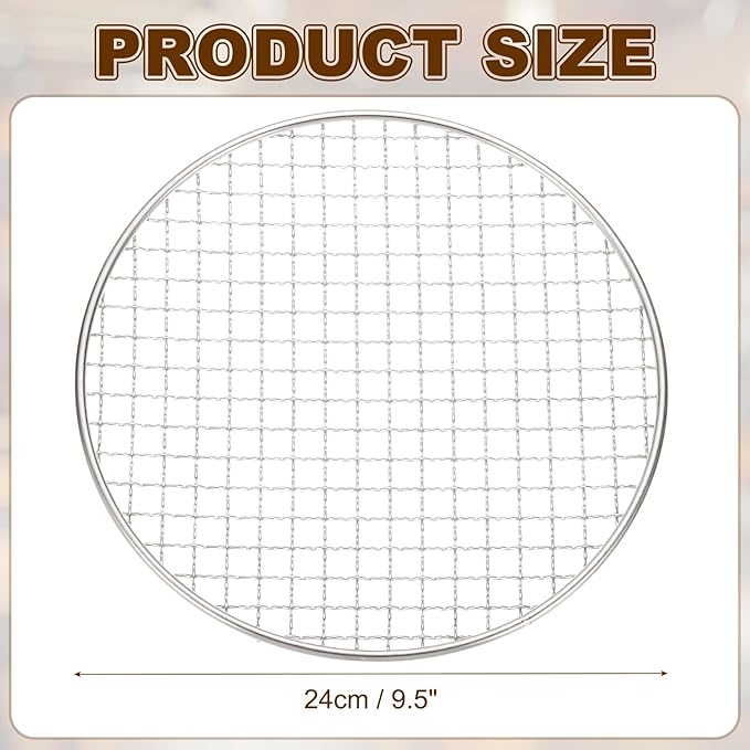 uxcell Stainless Steel Cooling Racks,9.5 Inch Round BBQ Grill Net Steaming Rack, Oven & Dishwasher Safe, for Baking Grilling Roasting Silver