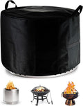 SheeChung Fire Pit Cover for Solo Stove Bonfire 22"D x 16"H Outdoor Smokeless Firepit-Round Waterproof 600D Polyester Shelter,Air Vents,Anti-UV&Tear Resistant-Fits 19-22 inch Gas Fire Pits/Table Black