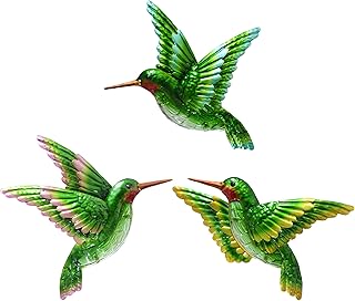 J-Fly Glass Hummingbird Wall Art Outdoor Hummingbird Decor Metal Fence Decorative Hanging Bedroom Garden Patio Porch Fence of Decor 10 Inch, Valentine Decoration Gifts