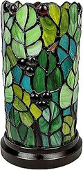 Amora Floral Leaf Decorative Desk Lamps - Green Tiffany Accent Lamp - Mosaic Lamp Shades - 11' Small Accent Table Lamps