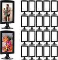 20 Pack Double Sided Standing Picture Frame 4x6 Plastic Photo Frame Bulk White Picture Display Holder Stand for Table Number, Menu, Wedding, Christmas (Minimal Black)