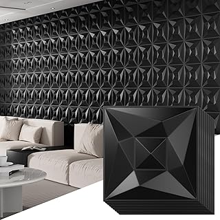 40 PCS 3D Wall Panels for Interior Wall Décor Black 11.8"*11.8" Covering Panels, PVC Textured 3D Wall Tile for Living Room, Bedroom DIY Interior Décor