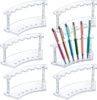 MOLIGOU 6 Pcs Pen Display Stand, 6 Slots Plastic Pen Holder, Clear Pen Display Rack for Craft Shows