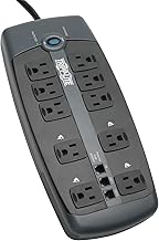 Tripp Lite TLP1008TEL 10 Outlet Surge Protector Power Strip, 8ft Cord, Tel/DSL Protection, RJ11, & Dollar 150,000 Insurance Silver