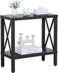MMEOLUOOK Narrow End Table, Large Sofa Side Table, Farmhouse Nightstand with Storage Shelve, Slim Bedside Table for Living, Room Bedroom, Lounge Black MLBZ17B