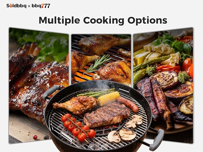 Cast Iron 12" Gourmet BBQ System Sear Grate for Weber Kettle Premium 22-inch Charcoal Grill, Grill Grate Replacement Parts for Weber 22" Performer Premium Grill