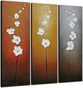 Wieco Art Extra Large Modern Contemporary Flowers Artwork 3 Panels Decorative 100% Hand Painted Gallery Wrapped Abstract Floral Oil Paintings on Canvas Wall Art Ready to Hang for Home Decor
