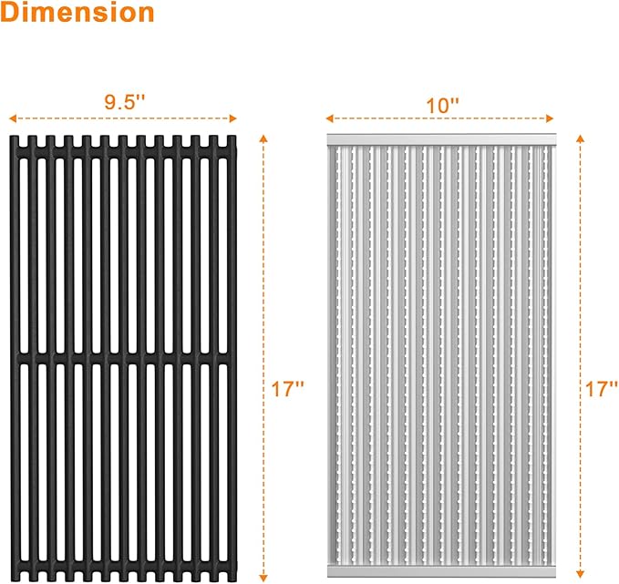 Cooking Grates and Emitter Plates Replacement Parts for Charbroil Commercial TRU-Infrared 4 Burner Grills 463242715 463242716 463276016 466242715 G533-0009-W1 G533-2200-W1 17" x 9 1/2" Grill Grid