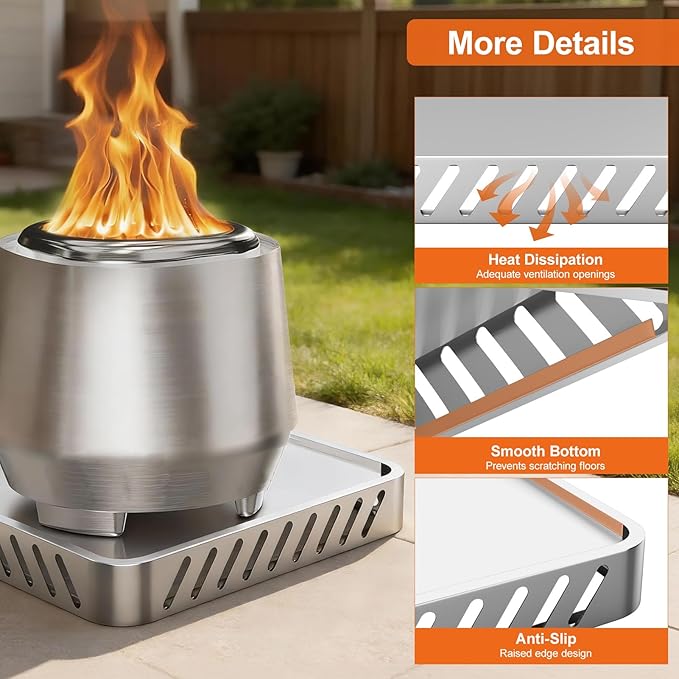 Fire Pit Base Compatible for Breeo Fire Pit X24 (25.6 Inch) - for Lawn & Deck Protection,Stainless Steel Metal Base,Heat Protection & Airflow,Fire Pit mat,Accessory for Outside & Indoor,for Solo Stove