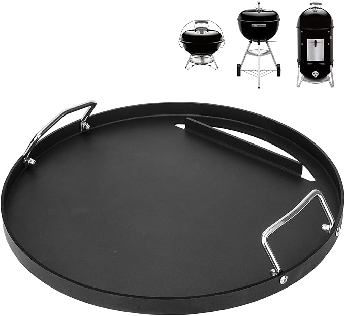 Full Size Griddle Inserts for Weber 18" Charcoal Grills, Flat Top Griddle for Weber 18" Original Kettle, Jumbo Joe and Smokey Mountain Cooker Smoker Charcoal Grill, Replacement Part for 7432 7433
