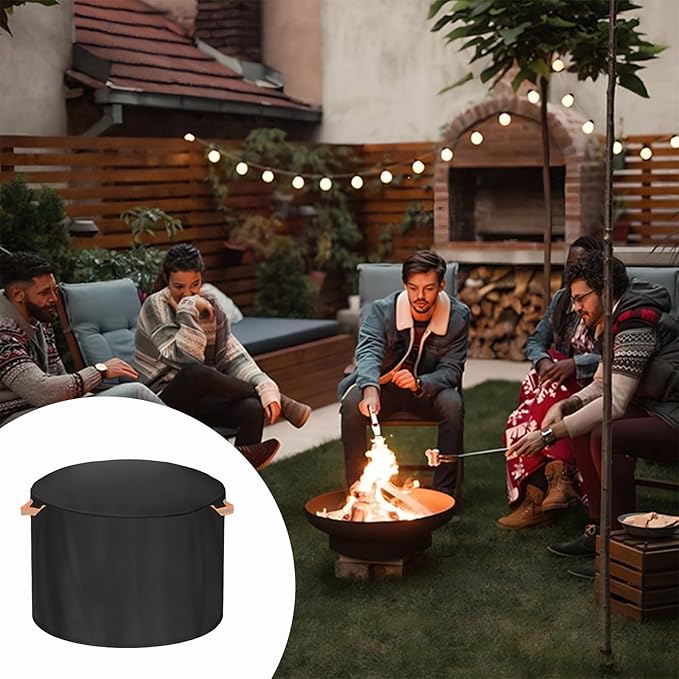 Fire Pit Cover for Solo Stove Yukon 27 Inch，Firepit Covers Round Outdoo,600 Anti UV& Waterproof Smokeless Fire Pit Cover,for Gas/Table/Bowl Fire pits(Yukon - 28”D x 17”H)