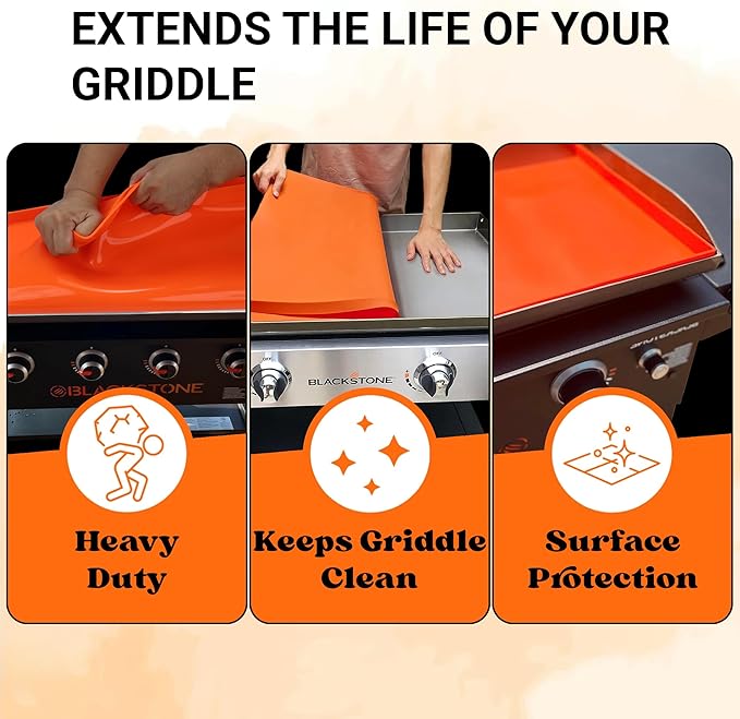 22" Premium Silicone Griddle Mat for Blackstone 22 Inch Grill, Heavy Duty Food Grade Silicone Griddle Cover, Keep Your Grill Clean and Rust-Free All Year Long