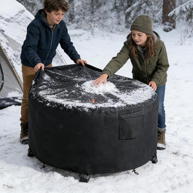 Chinchilla Heavy Duty 50 Inch Round Fire Pit Cover - 100% Waterproof & Weatherproof, Durable All-Season Protection for 48/49/50 Inch Propane Fire Pits and Tables