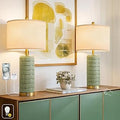 PoKat 25'' Bedside Table Lamps Set of 2 for Living Room with USB A&C Ports, Touch Lamps with 3-Way Dimmable Control for Bedroom, Farmhouse Green Lamps for Nightstand Office Hallway (Bulbs Included)