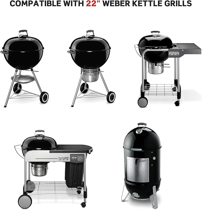 Skyflame Charkettle 2-in-1 Cast Iron 21.5 Inch Grill Grate Replacement Gourmet BBQ System, Compatible with Weber 22-1/2 inch Kettle Charcoal Grills