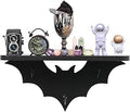 Bat Shelf Floating Shelves for Wall,15.5 inch Wall Shelf with 3 Key Hooks,Black Shelves for Living Room Bedroom Kitchen Gothroom