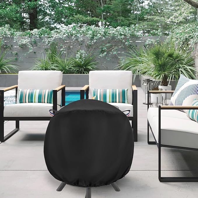 Fire Pit Cover Round Fit for 35inch Globe Fire Ball,Heavy Duty 600D Waterproof and Weather Resistant Outdoor Propane Gas Fire Pit/Bowl Cover with PU Coating for FirePit Sphere,Black