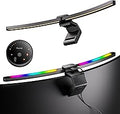 Quntis Curved Monitor Light Bar 15 RGB Backlight for 34"+ Screens, Computer Bar Lights Foldable Dual Light with Color Temperature Brightness Stepless Dimming, No Glare Desk Lamp for Home Office Gaming