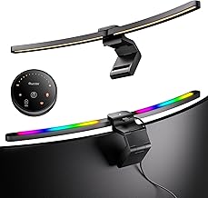 Quntis Curved Monitor Light Bar 15 RGB Backlight for 34"+ Screens, Computer Bar Lights Foldable Dual Light with Color Temperature Brightness Stepless Dimming, No Glare Desk Lamp for Home Office Gaming