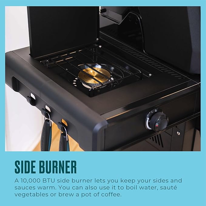Charbroil Pro Series Amplifire Technology 3-Burner Propane Gas Grill and Griddle Cabinet with Side Burner, Black - 463366724