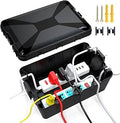TOTUFY Large Outdoor Electrical Box Waterproof (12.9 x 8.3 x 5.2 inch), IP54 Weatherproof Extension Cord Cover with 7 Cable Seal Entry, Protect Power Strip, Timer Outlet Plug, Holiday Light, Black