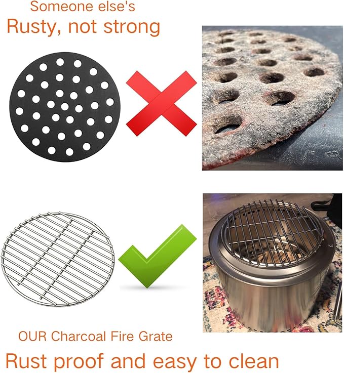 only fire Stainless Steel High Heat Charcoal Fire Grate for Kamado Joe Big Joe Grill, 12-Inch