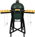 London Sunshine 15-inch Ceramic Kamado Charcoal BBQ Grill & Smoker with Locking Casters, Foldable Side Shelves, Stainless Steel Grates, and Tall Stand (Green)