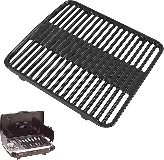 Cast Iron Grill Grate Replacement for Coleman Tabletop 2-in-1 Camping Grill, Cooking Grid Part for Coleman Classic 2-Burner 2157480 ‎2000020925 2000020929 2000038016 Propane Grill & Stove
