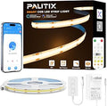 PAUTIX LED Strip Warm White 20ft/6.1m,Smart LED Strip Light Kit Compatible with Alexa/Google Assistant,Dimmable 24V 3000K COB LED Strip Light for Bedroom,Kitchen,Cabinet,Mirror,Sunroom