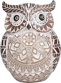 Pigort Adorable Owl Figurine for Shelf or Tray - Cute Chubby Owl Figurine Boho Decor for Shelf Desktop Cabinet Fireplace Mantel Bathroom Decor Accents