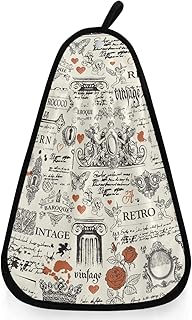 visesunny Vintage Style Red Rose and Art Object Hand Towel for Kitchen Bathroom Decor Soft Absorbent Cotton Dish Towel with Hanging Loop Botton Cleaning and Drying Washcloth