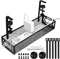 Under Desk Cable Management Tray, Cable Management Under Desk No Drill, Wire Management Tray with Clamp, Cord Organizer for Home Office, Black