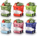 6 Pack 2.5 Inch Dumpster Fire Ceramic Succulent Planter Pots with Drainage Hole, Mini Cute Flower Pots Container for Home Office Garden Decoration Emotional Support Buddies Christmas Housewarming Gift