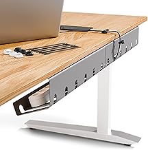 PAMO Cable Management Under Desk for Easy mounting Under-Table I Set of 2 - with 10X Cable Ties I Desk Organizer for Office/Home Office Table Thoughtful Cable Tray Holder