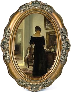 SIKOO Vintage Picture Frames 4x6 Antique Oval Picture Frame Tabletop and Wall Mount Vintage Wall Decor Bronze Gold